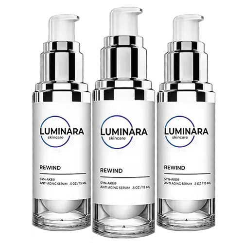 Luminara Rewind hydrating anti-aging serum, three bottles